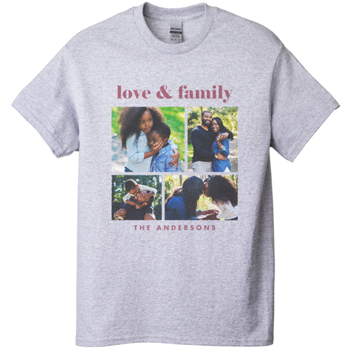 Gallery of Four Grid T-shirt, Adult (XL), Gray, Customizable front & back, White