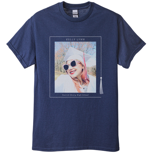 Tassel Grad T-shirt, Adult (XL), Navy, Customizable front & back, Black, black