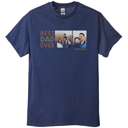 Dad is the Best T-shirt, Adult (XL), Navy, Customizable front & back, Brown