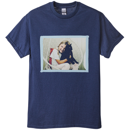 Watercolor Edge T-shirt, Adult (XL), Navy, Customizable front & back, Blue, celeste