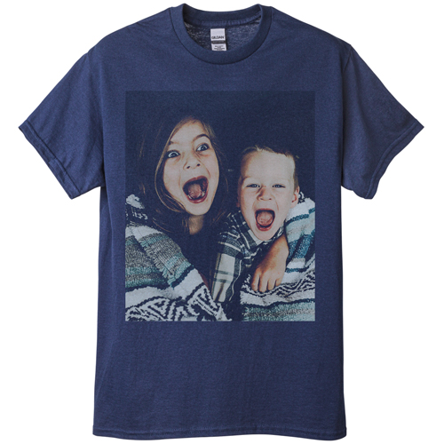 Photo Gallery Portrait T-shirt, Adult (XL), Navy, Customizable front, White
