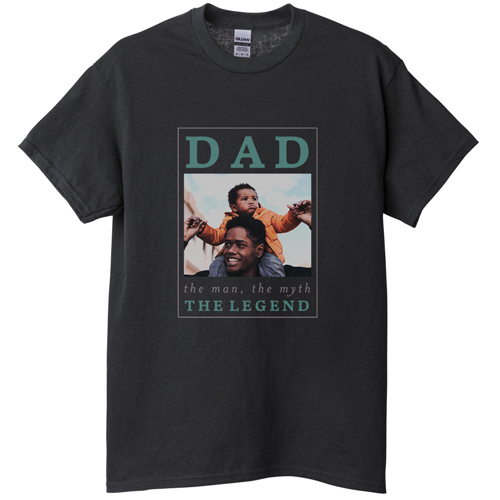 The Dad Legend T-shirt, Adult (XXL), Black, Customizable front & back, Gray