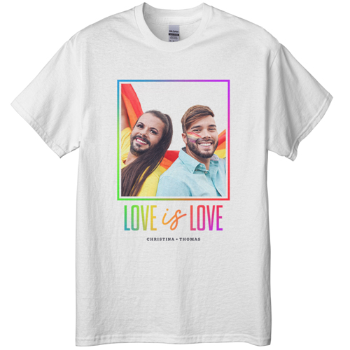 Love and Pride T-shirt, Adult (XXL), White, Customizable front & back, Black