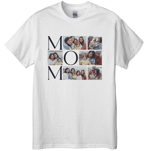 Mom's Collage T-shirt, Adult (XXL), White, Customizable front, Black