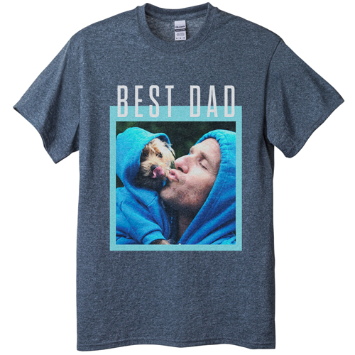 Best Dad Border T-shirt, Adult (XXL), Gray, Customizable front & back, Green, mint
