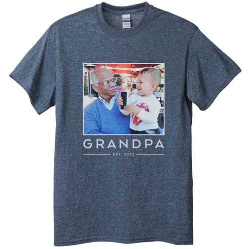 Grandpa Est T-shirt, Adult (XXL), Gray, Customizable front, Green