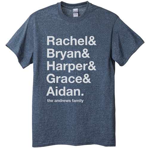 Family Names T-shirt, Adult (XXL), Gray, Customizable front & back, White, white