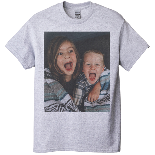 Photo Gallery Portrait T-shirt, Adult (XXL), Gray, Customizable front & back, White