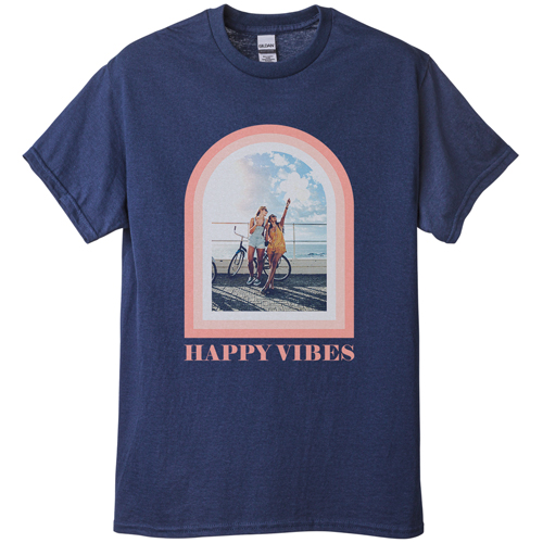 Boho Arch Border T-shirt, Adult (XXL), Navy, Customizable front & back, Pink, priscilla