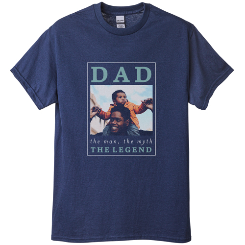 The Dad Legend T-shirt, Adult (XXL), Navy, Customizable front, Gray, silver