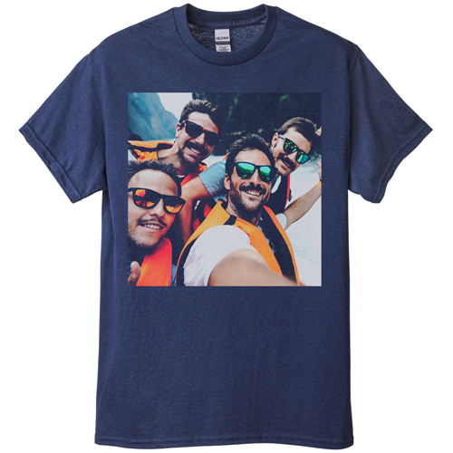 Photo Gallery Square T-shirt, Adult (XXL), Navy, Customizable front & back, White