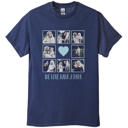 Heart Grid T-shirt, Adult (XXL), Navy, Customizable front & back, Blue