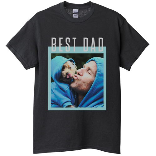 Best Dad Border T-shirt, Adult (3XL), Black, Customizable front & back, Green
