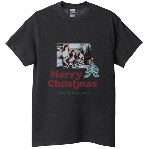 Family Christmas T-shirt, Adult (3XL), Black, Customizable front & back, Blue