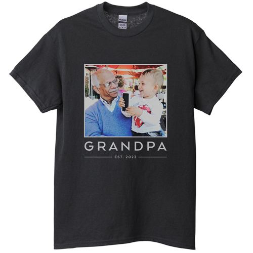 Grandpa Est T-shirt, Adult (3XL), Black, Customizable front & back, Green