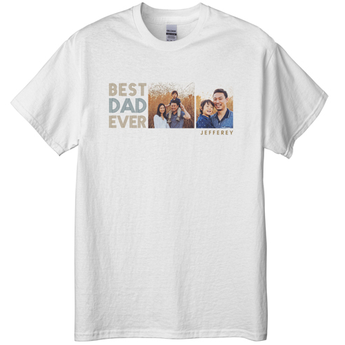 Dad is the Best T-shirt, Adult (3XL), White, Customizable front & back, Brown, ochre