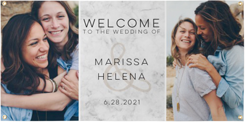 Marble Celebration Vinyl Banner, Gray