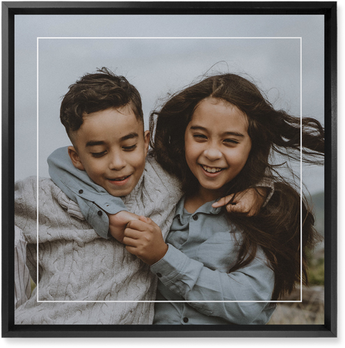 Floating Frame Wall Art, Black, Single piece, Mounted, 16x16, White, white