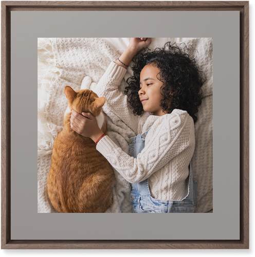 Full Frame One Wall Art, Walnut, Single piece, Mounted, 16x16, Gray, stone