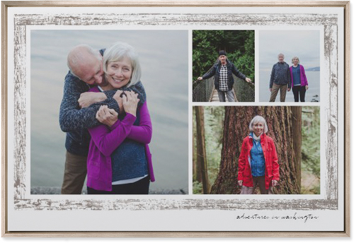 Brushed Border Collage Of Four Wall Art, Metallic, Single piece, Mounted, 24x36, Brown, taupe