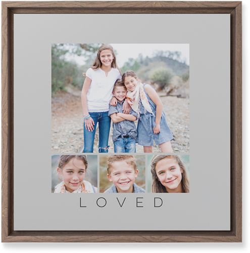 Four Real Wall Art, Walnut, Single piece, Mounted, 12x12, Gray, silver lining