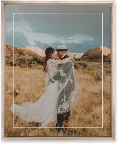 Floating Frame Portrait Wall Art, Metallic, Single piece, Mounted, 16x20, White, white