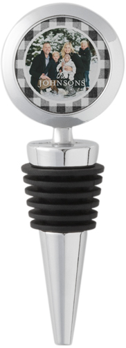 Gingham Picnic Wine Stopper, White, white