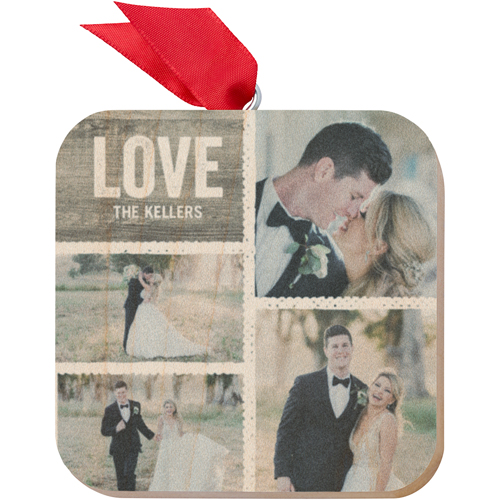 Textured Frame Wooden Ornament, White, Square, white