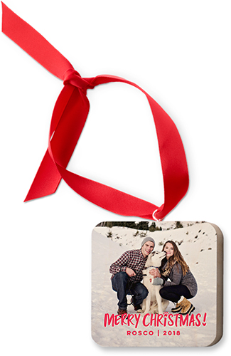 Bold Chirstmas Pet Wooden Ornament, Red, Square Ornament