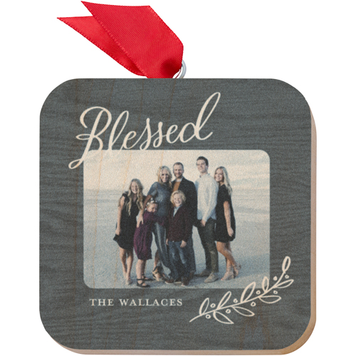 Blessed Foliage Wooden Ornament, White, Square Ornament