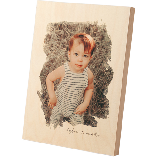 Brushstrokes Portrait Wooden Plaque, 5x7, White