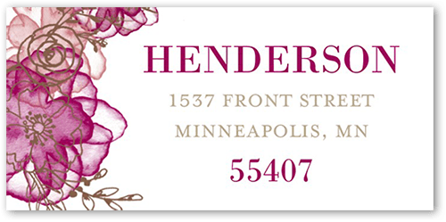 Floral Fringe Address Label, Pink, Address Label, Matte