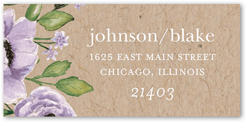 Delightful Blooms Address Label, Purple, Address Label, Matte
