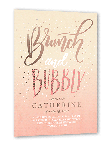 Scintillating Brunch Bridal Shower Invitation, Rose Gold Foil, Beige, 5x7, Matte, Personalized Foil Cardstock, Square
