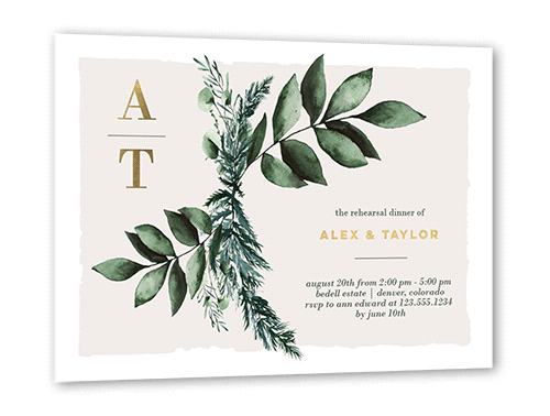 Rehearsal Bough Rehearsal Dinner Invitation, White, Gold Foil, 5x7, Matte, Personalized Foil Cardstock, Square