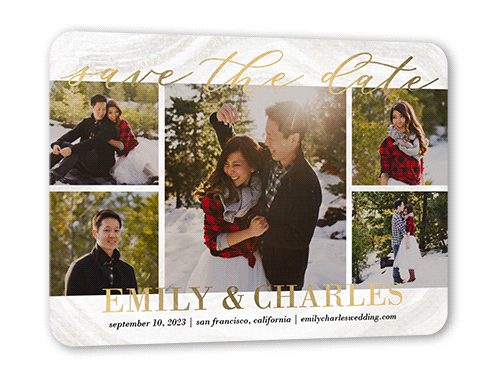 White And Gold Wedding Save The Dates