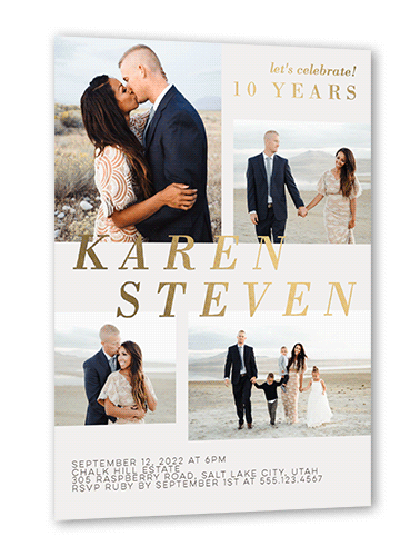 Honor the Years Wedding Anniversary Invitation, Gold Foil, Grey, 5x7, Matte, Personalized Foil Cardstock, Square, Fog