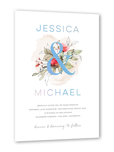 Lustrous Ampersand Wedding Invitation, Iridescent Foil, Red, 5x7, Matte, Personalized Foil Cardstock, Square