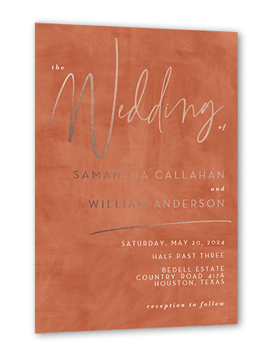 Textured Times Wedding Invitation, Rose Gold Foil, Beige, 5x7, Matte, Personalized Foil Cardstock, Square