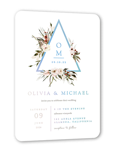 Berry Accent Wedding Invitation, Iridescent Foil, White, 5x7, Matte, Personalized Foil Cardstock, Rounded