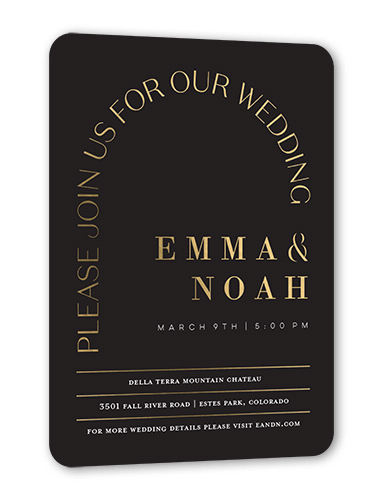 Arched Rehearsal Wedding Invitation, Gold Foil, Grey, 5x7, Matte, Personalized Foil Cardstock, Rounded, Charcoal