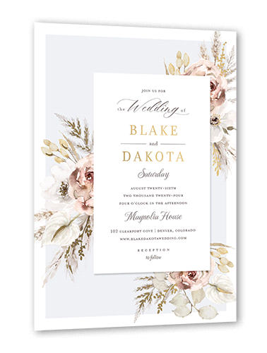 Pastel Hues Wedding Invitation, Grey, Gold Foil, 5x7, Matte, Personalized Foil Cardstock, Square
