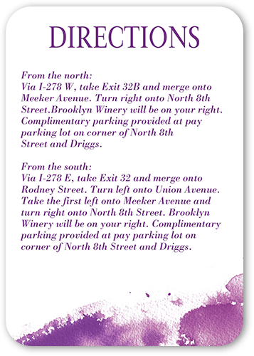 Excellent Watermark Wedding Enclosure Card, Purple, Signature Smooth Cardstock, Rounded