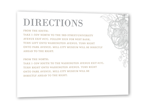 Floral Fringe Wedding Enclosure Card, Beige, Silver Foil, Matte, Pearl Shimmer Cardstock, Square