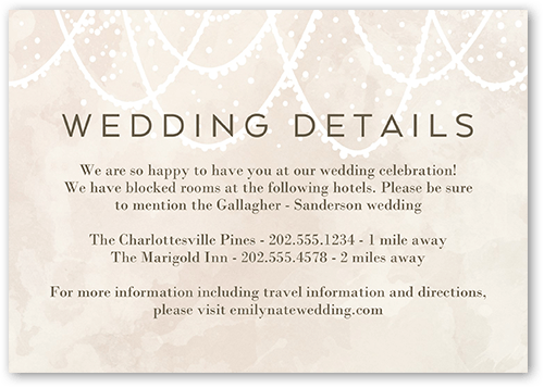 Draping Lights Wedding Enclosure Card, Beige, Matte, 100% Recycled Cardstock , Square, Antique White