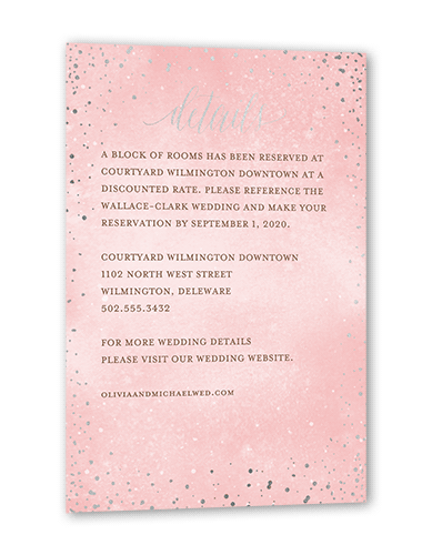 Resplendent Night Wedding Enclosure Card, Silver Foil, Pink, Matte, Signature Smooth Cardstock, Square, Soft Pink