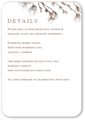 Blossoms of Love Wedding Enclosure Card, Black, Pearl Shimmer Cardstock, Rounded, Black