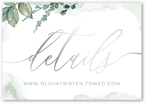 Gleaming Garden Wedding Enclosure Card, Green, Silver Foil, Matte, Signature Smooth Cardstock, Square, Mantis