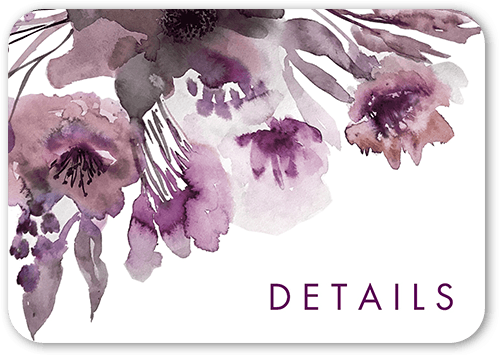 Abstract Bouquet Wedding Enclosure Card, Purple, Pearl Shimmer Cardstock, Rounded