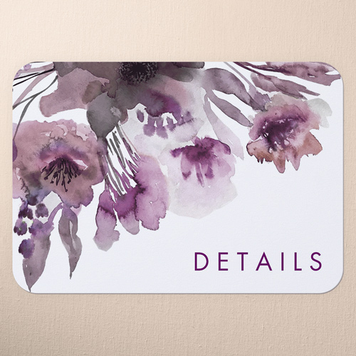 Abstract Bouquet Wedding Enclosure Card, Purple, Pearl Shimmer Cardstock, Rounded